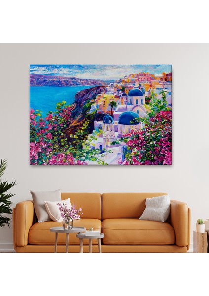 Santorini Yunanistan Güzel Bir Kızın Kavramsal Soyut Resmı-3754