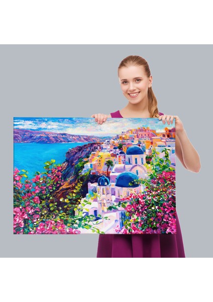 Santorini Yunanistan Güzel Bir Kızın Kavramsal Soyut Resmı-3754