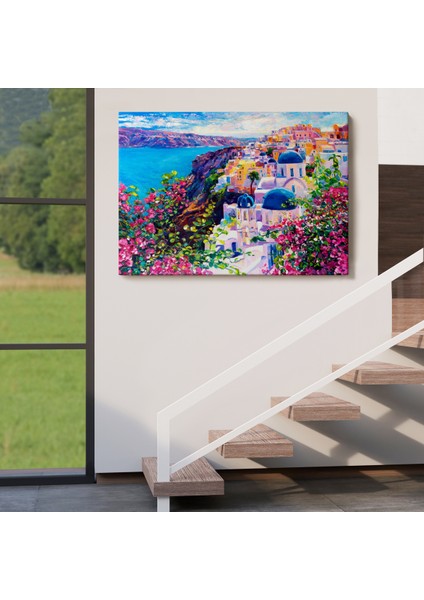 Santorini Yunanistan Güzel Bir Kızın Kavramsal Soyut Resmı-3754