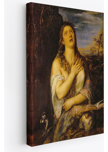 Titian Tiziano Vecellio'un 'Tövbe Eden Magdalene' Eseri Kanvas Tablo-5125