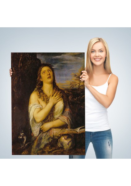 Titian Tiziano Vecellio'un 'Tövbe Eden Magdalene' Eseri Kanvas Tablo-5125