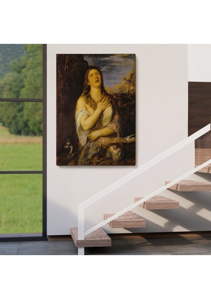 Titian Tiziano Vecellio'un 'Tövbe Eden Magdalene' Eseri Kanvas Tablo-5125