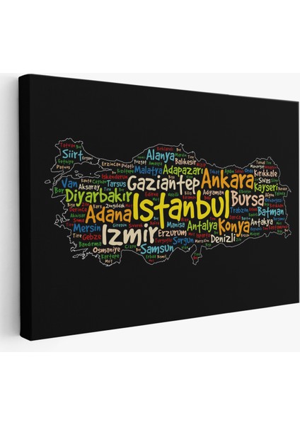 Iller Isimli Siyah Zeminli Dekoratif Kanvas Tablo 1005