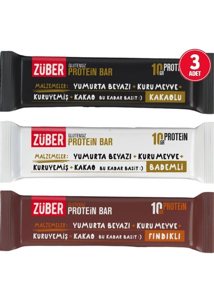 Fındık-Badem-Kakao Aromalı Protein Bar 35 Gr*3 Adet