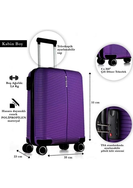 Ççs 5224 Mor Polipropilen Valiz Seti - Lier fiyatları