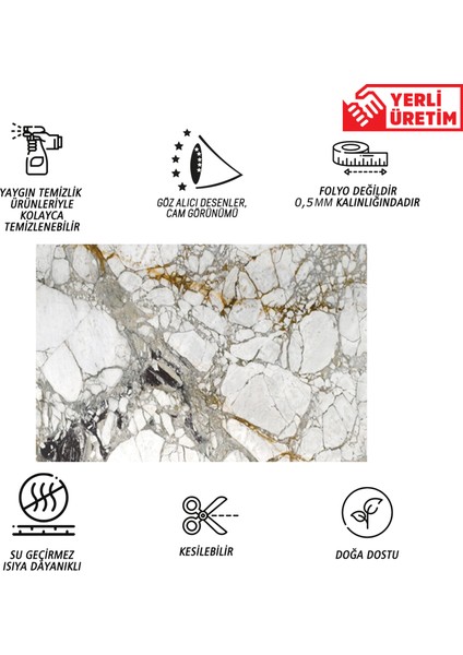 Kendinden Yapışkanlı Taş Mermer Desenli Pvc Panel 41X62 cm (4 Adet) 1 M²