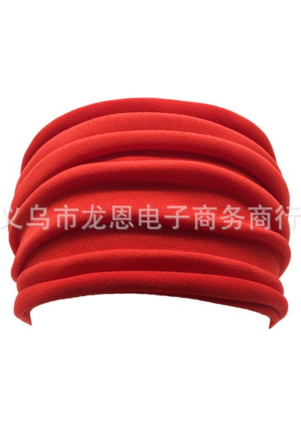 Bayanlar Ruffled Kafa Bandı Moda Anne Ekstra Geniş Kafa Bandı Düz ​​renk Streç Bandana Spor Kafa Bandı Ter Emici (Yurt Dışından)