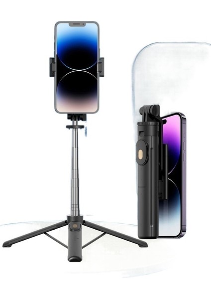 Cep Telefonu Bluetooth Özçekim Çubuğu Masaüstü Canlı Yayın Cep Telefonu Standı Zemin Entegre Tripod Dolgu Işığı (Yurt Dışından)