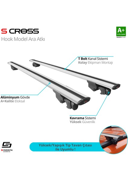 Mercedes C Class S205 2014-2021 Hook Anahtarsız Model Gri Ara Atkı