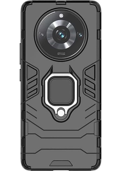 Realme 11 Pro Plus 5g Batman Serisi Yüzük Standlı Armor Kılıf Siyah -AL3349