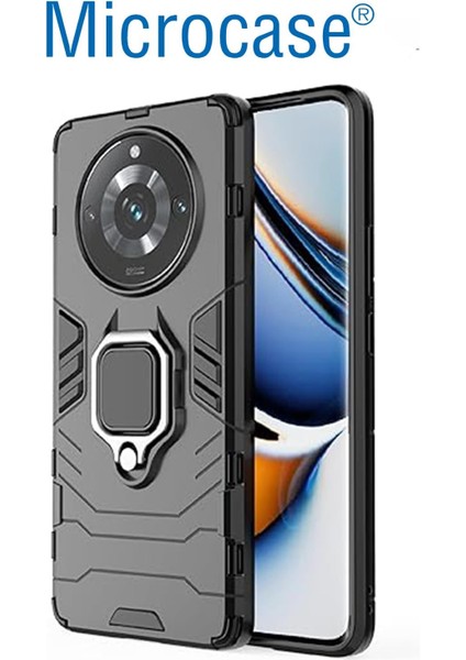 Realme 11 Pro Plus 5g Batman Serisi Yüzük Standlı Armor Kılıf Siyah -AL3349