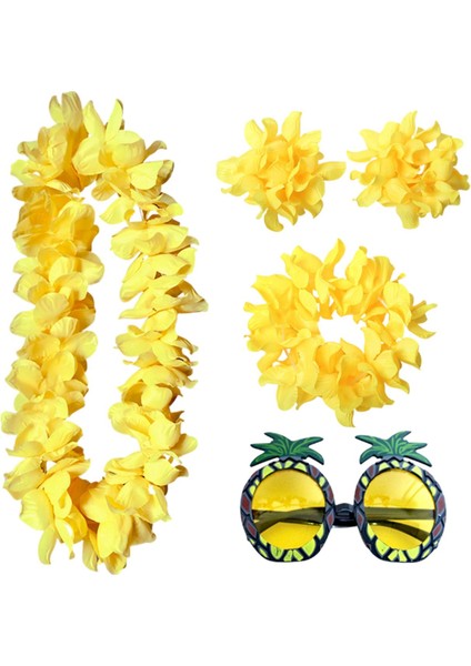 Hawaiian Kolye Kostüm Seti Plaj Yetişkin Cosplay Luau Etkinlik Aksesuarı Sarı (Yurt Dışından)