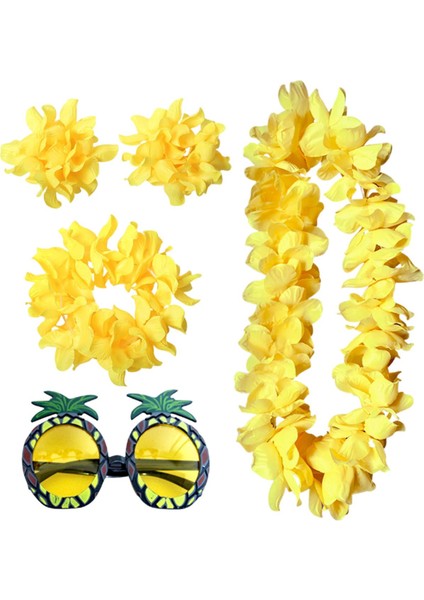 Hawaiian Kolye Kostüm Seti Plaj Yetişkin Cosplay Luau Etkinlik Aksesuarı Sarı (Yurt Dışından) fiyatları