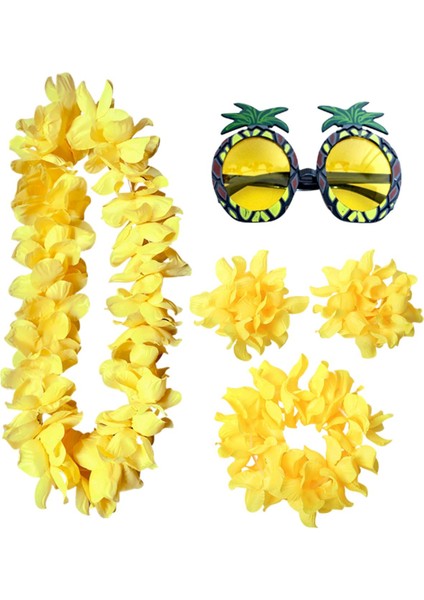 Hawaiian Kolye Kostüm Seti Plaj Yetişkin Cosplay Luau Etkinlik Aksesuarı Sarı (Yurt Dışından) modelleri
