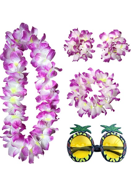 Hawaiian Kolye Kostüm Seti Plaj Yetişkinler Için Cosplay Luau Etkinlik Aksesuarı Menekşe (Yurt Dışından)