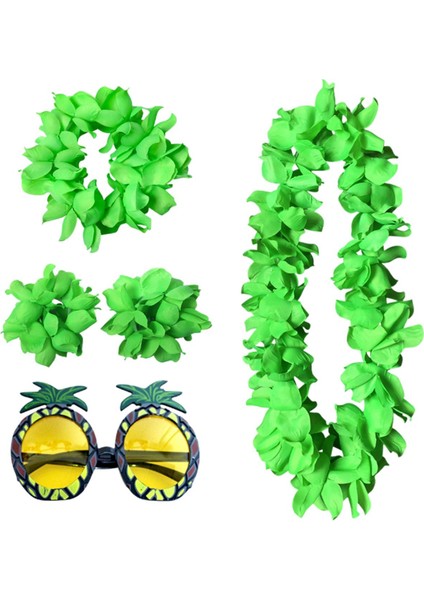 Hawaiian Kolye Kostüm Seti Plaj Yetişkin Cosplay Luau Etkinlik Aksesuarı Yeşil (Yurt Dışından)