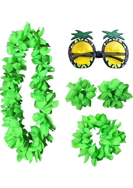 Hawaiian Kolye Kostüm Seti Plaj Yetişkin Cosplay Luau Etkinlik Aksesuarı Yeşil (Yurt Dışından) modelleri