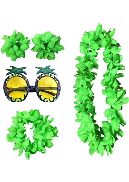 Hawaiian Kolye Kostüm Seti Plaj Yetişkin Cosplay Luau Etkinlik Aksesuarı Yeşil (Yurt Dışından) indirimleri
