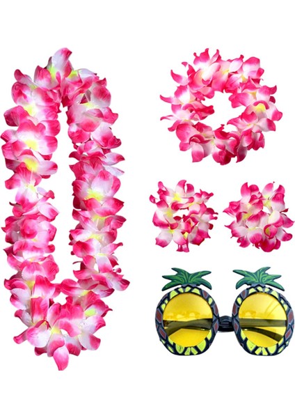 Hawaiian Kolye Kostüm Seti Plaj Yetişkin Cosplay Luau Etkinlik Aksesuarı Gül Kırmızı (Yurt Dışından) fiyatları