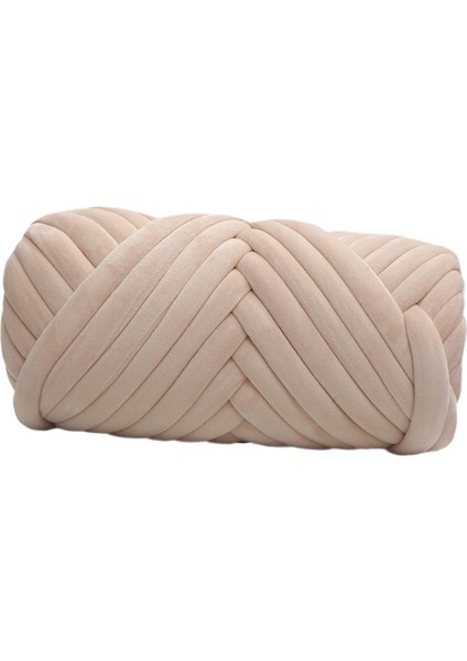 1kg Kadife Tıknaz Iplik Kol Örgü Tığ Işi Yumuşak Dıy Jumbo Boru Şeklindeki Iplik Bej (Yurt Dışından)