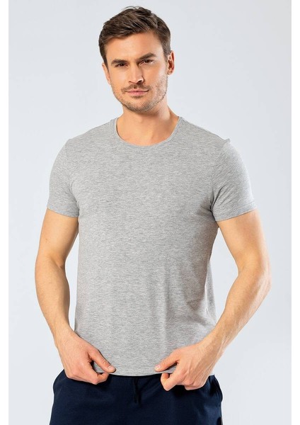 Erkek Bisiklet Yaka Likralı T-shirt Gri fiyatları