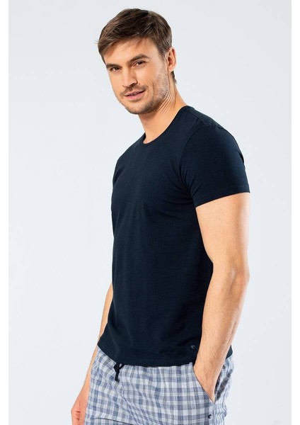 Erkek Likralı Bisiklet Yaka T-shirt