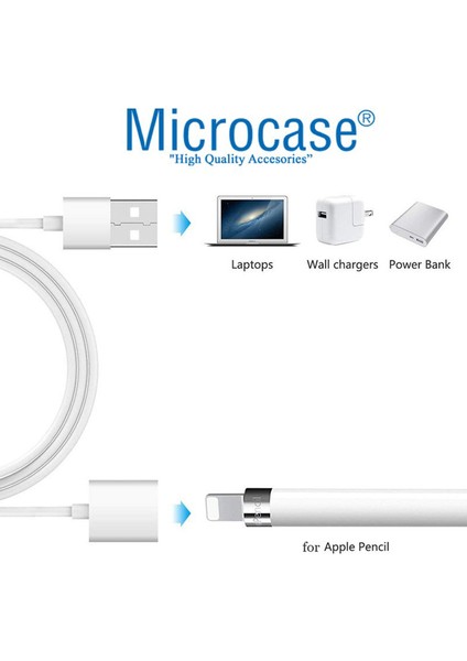 Apple Pencil Uzatma Adaptör Kablo 8 Pin To USB - Beyaz AL4074