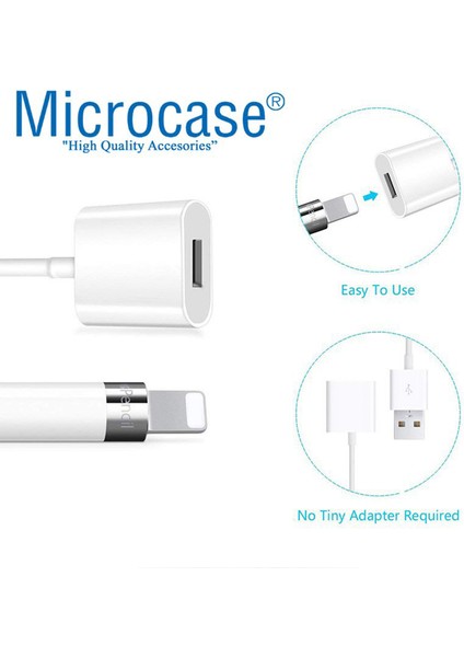 Apple Pencil Uzatma Adaptör Kablo 8 Pin To USB - Beyaz AL4074