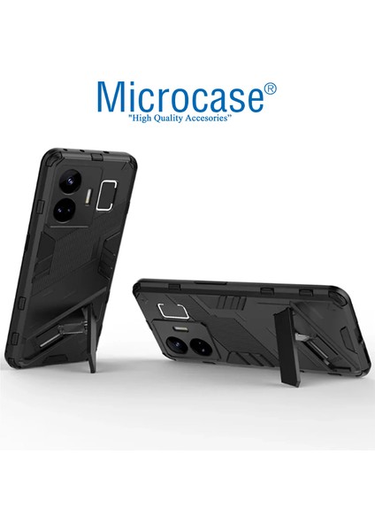 Realme Gt3 Matrix Serisi Armor Standlı Perfect Koruma Kılıf - Siyah AL3416