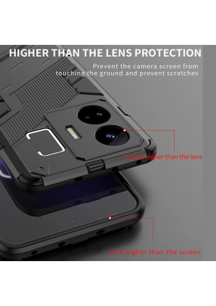 Realme Gt3 Matrix Serisi Armor Standlı Perfect Koruma Kılıf - Siyah AL3416