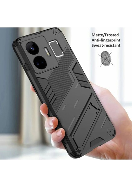 Realme Gt3 Matrix Serisi Armor Standlı Perfect Koruma Kılıf - Siyah AL3416