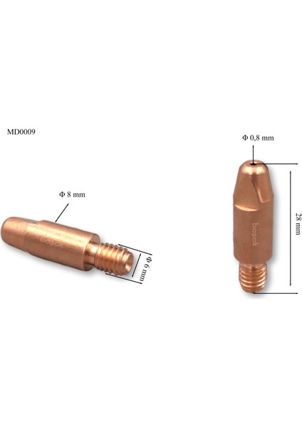 M6 0.8 mm Gazaltı Kaynak Kontak Memesi Zirkonyumlu MD0009/78 Trafimet 1 adet fiyatıdır