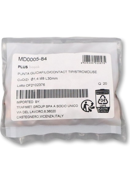 M8 1,4 mm Gazaltı Kaynak Kontak Memesi Zirkonyumlu MD0005/84 Trafimet