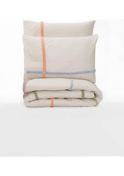 Puff Nakışlı Çift Kişilik Nevresim Takımı Insula Pudra fırsatları