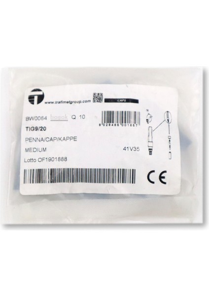 BW0064 Orta Fındık Tig Tapası-Kep 9-20 Torçlar Için 41V35 Trafimet 1 adet fiyatıdır