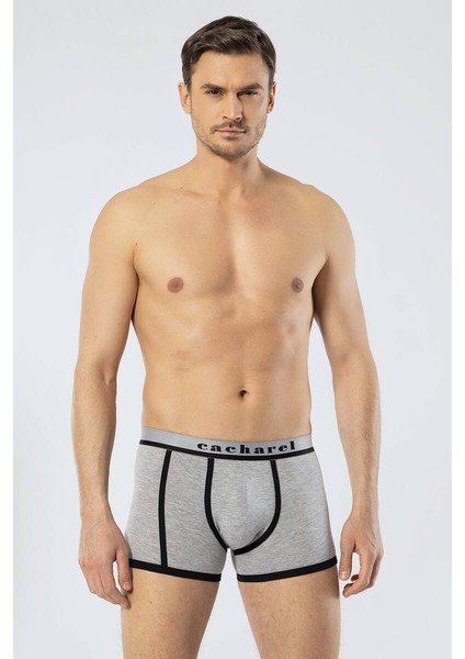 Erkek 2li Baskılı Boxer Gri/Siyah Çizgili