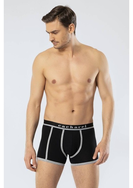 Erkek 2li Baskılı Boxer Gri/Siyah Çizgili