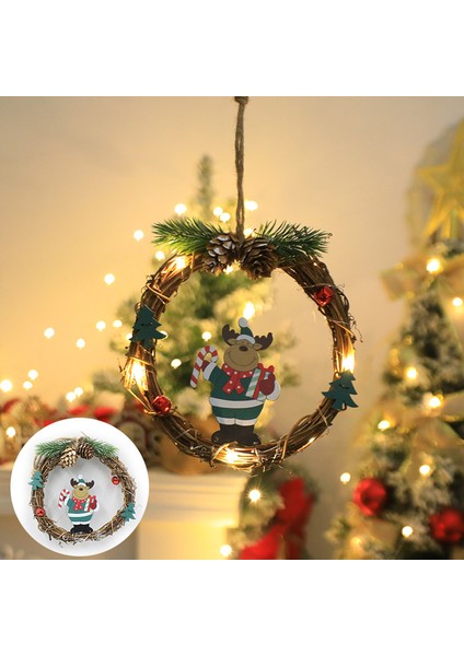 Noel Çelengi Yaşlı Adam Kardan Adam Pencere Kapı Tokmağı Noel Ağacı Kolye Noel Atmosferi Dekorasyon Işık Dize (Yurt Dışından)