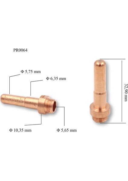 PR0064 CB70 Uzun Plazma Kesim Elektrodu 32,9 mm Trafimet 1 adet fiyatıdır