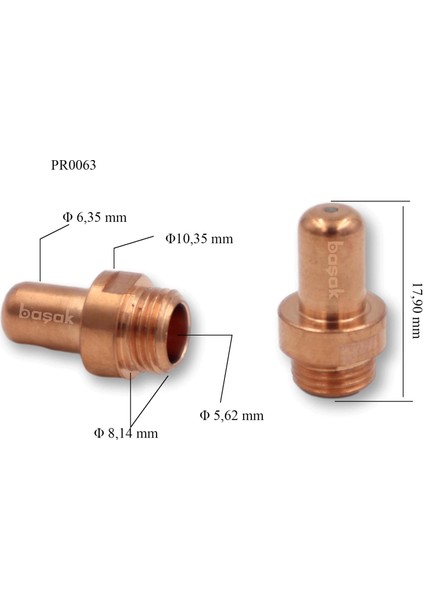 PR0063 CB70 Plazma Kesim Elektrodu 17,9 mm Trafimet 1 adet fiyatıdır
