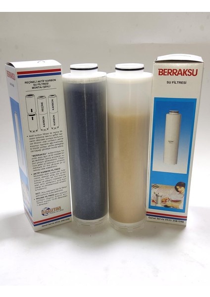 Berraksu Filtre Takım 2 Adet Set Reçine+Karbon Filtre 2'li-3'lü-4'lü Her Modele Berrak Su Arıtma Filtre