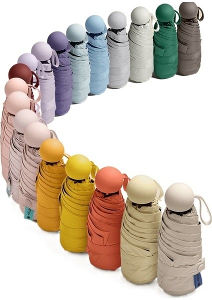 Mini Şemsiye 6 Bones %50 Indirim Şemsiye Kadın Taşınabilir Cep Vinil Şemsiye Güneşli ve Yağmurlu Iki Kullanımlık Açık Güneş Şemsiyesi (Yurt Dışından)