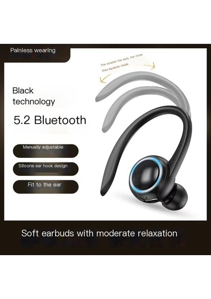 Kulağa Takılan Bluetooth Kulaklık Çağrı Iş Siyah Teknoloji Araba Tek Kulak Kablosuz Bluetooth Kulaklık (Yurt Dışından)