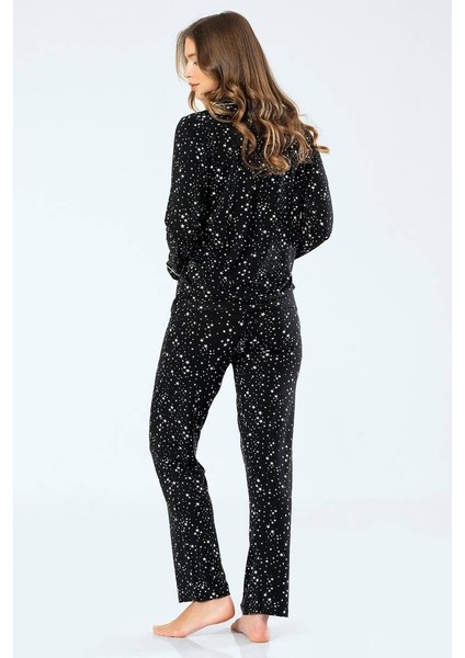 Kadın Yıldızlı Uzun Kollu Gömlek Yaka Pijama Takım fiyatları