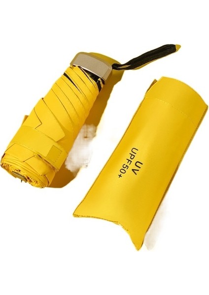 Düz Beş Katlı Şemsiye Ultra Hafif Güneş Kremi Güneşlik Güneş Şemsiyesi Kadın Mini Cep Şemsiyesi Vinil Katlanır Güneşli Şemsiye (Yurt Dışından)