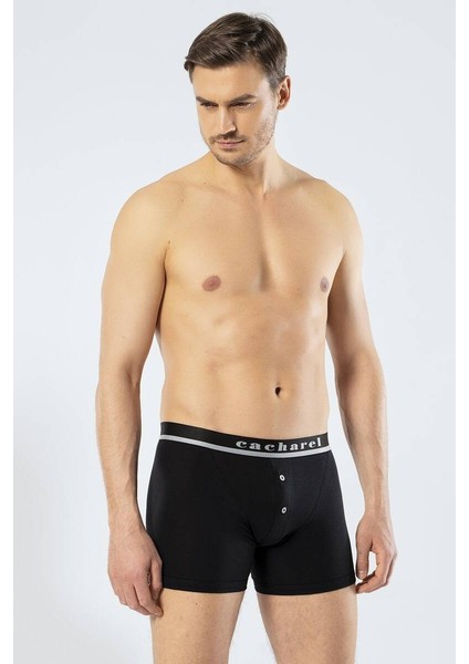 Erkek Düğmeli Siyah Boxer