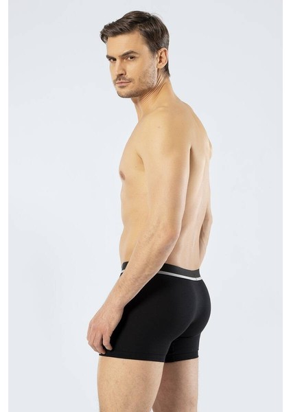 Erkek Düğmeli Siyah Boxer