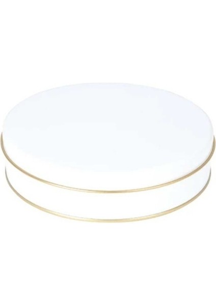 Yuvarlak Teneke Kutu Bal ve Şeker Kutusu 7x2 cm - 12'li Beyaz