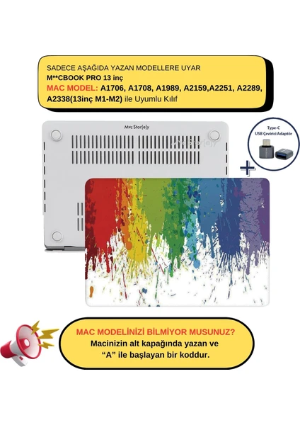 Macbook Pro Kılıf 13inç M1-M2 A1706 A1708 A1989 A2159 A2251 A2289 A2338 ile Uyumlu Paint01NL