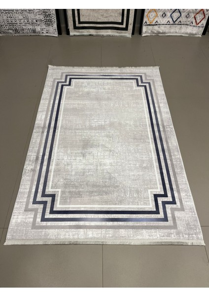Yıkanabilir Halı Kaymaz Taban Bambu Halı Pamuk Dokuma Kilim Mavi Geçişli Çerçeve Desenli Salon Halısı Mutfak Halısı ve Yolluk fiyatları